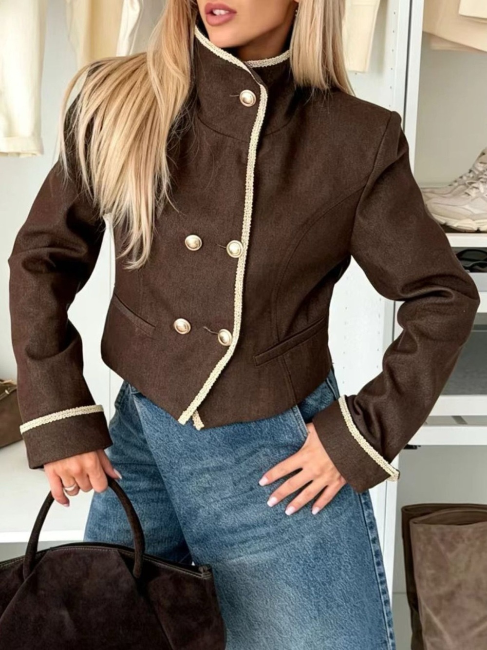 Double-Breasted Cropped Jacket